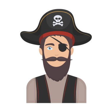 Korsan göz düzeltme eki simgesini beyaz arka plan üzerinde izole karikatür tarzı ile. Korsanlar sembol stok vektör çizim.