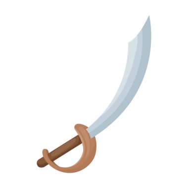 Korsan sabre simgesi beyaz arka plan üzerinde izole karikatür tarzı. Korsanlar sembol stok vektör çizim.