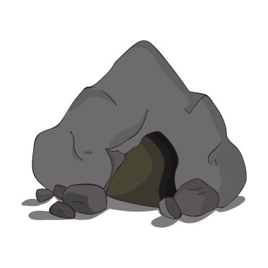 Beyaz arka plan üzerinde izole karikatür tarzı simgesinde mağara. Taş Devri sembol stok vektör çizim.