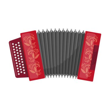 Classical bayan, accordion or harmonic icon in cartoon style isolated on white background. Russian country symbol stock vector illustration. clipart