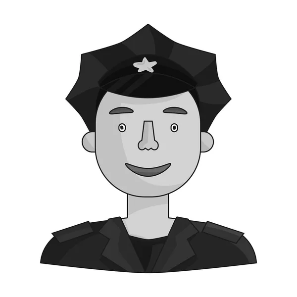 Ícone de policial em estilo monocromático isolado em fundo branco. Pessoas de diferentes profissões símbolo estoque vetor ilustração . — Vetor de Stock