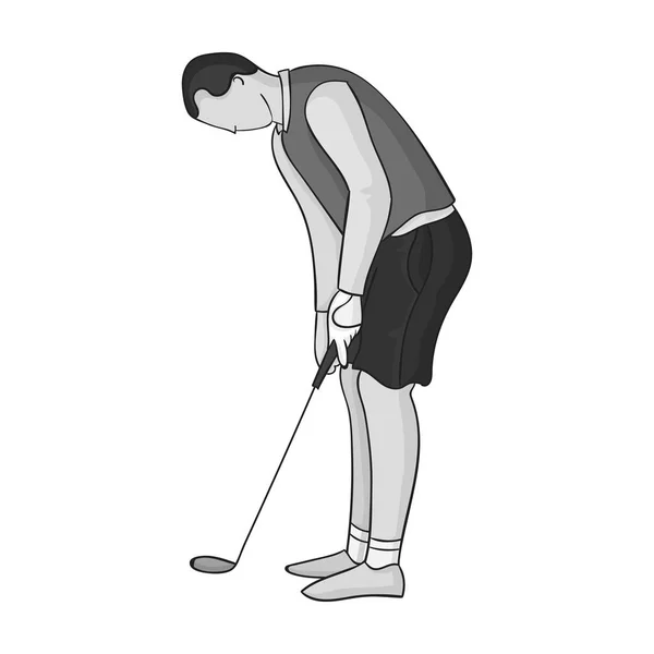 Golfista prima icona calcio in stile monocromatico isolato su sfondo bianco. Golf club simbolo stock vettoriale illustrazione . — Vettoriale Stock