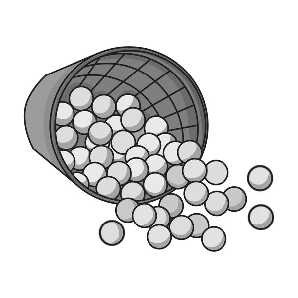 Cesta con icono de pelotas de golf en estilo monocromo aislado sobre fondo blanco. Golf club símbolo stock vector ilustración . — Vector de stock