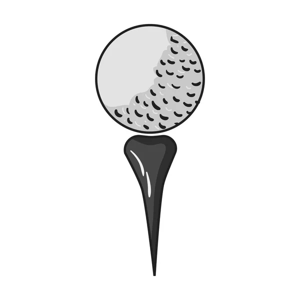 Golflabda a póló ikonra elszigetelt fehér háttér, fekete-fehér stílusban. Golf club szimbólum vektor stock illusztráció. — Stock Vector