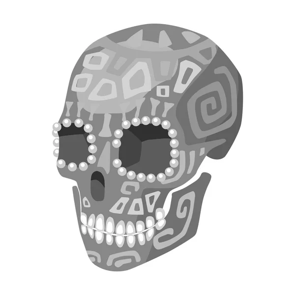 Mexická calavera lebka ikona v monochromatickém stylu izolovaných na bílém pozadí. Mexiko země symbol akcií vektorové ilustrace. — Stockový vektor