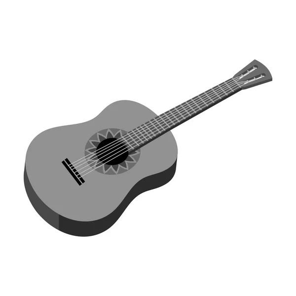Mexican acoustic guitar icon in monochrome style isolated on white background. Mexico country symbol stock vector illustration. — Stock Vector