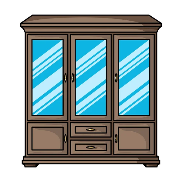 Clásico icono de armario en estilo de dibujos animados aislado sobre fondo blanco. Muebles y hogar símbolo interior stock vector ilustración . — Archivo Imágenes Vectoriales