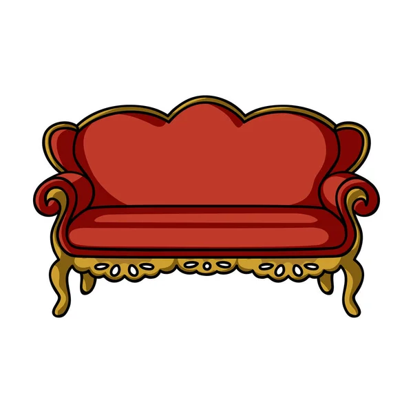 Vintage soffa ikonen i tecknad stil isolerad på vit bakgrund. Möbler och hem inredning symbol Lager vektor illustration. — Stock vektor