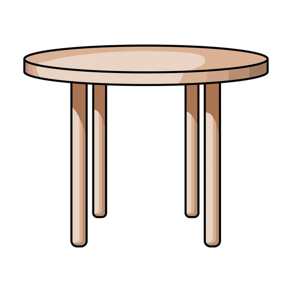 Ícone de mesa redonda de madeira em estilo cartoon isolado no fundo branco. Móveis e home interior símbolo estoque vetor ilustração . —  Vetores de Stock