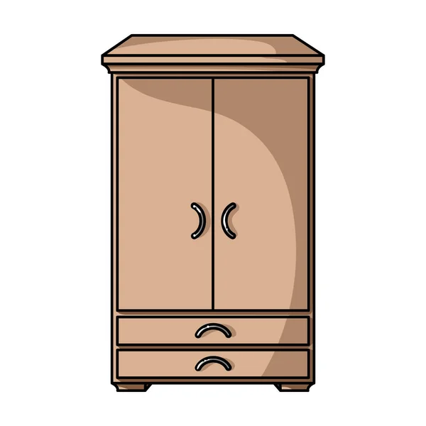 Icono de armario en estilo de dibujos animados aislado sobre fondo blanco. Muebles y hogar símbolo interior stock vector ilustración . — Vector de stock