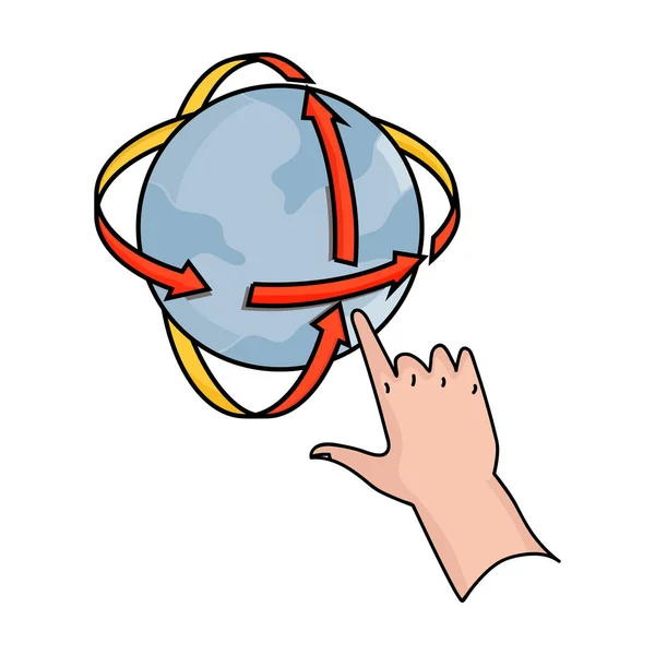Rotation du globe en réalité virtuelle icône dans le style de dessin animé isolé sur fond blanc. Image vectorielle du symbole de réalité virtuelle . — Image vectorielle