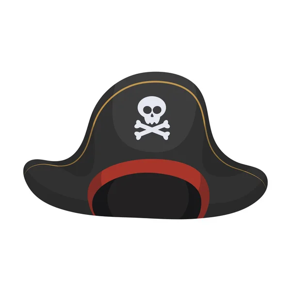 Sombrero pirata con icono de cráneo en estilo de dibujos animados aislado sobre fondo blanco. Piratas símbolo stock vector ilustración . — Vector de stock