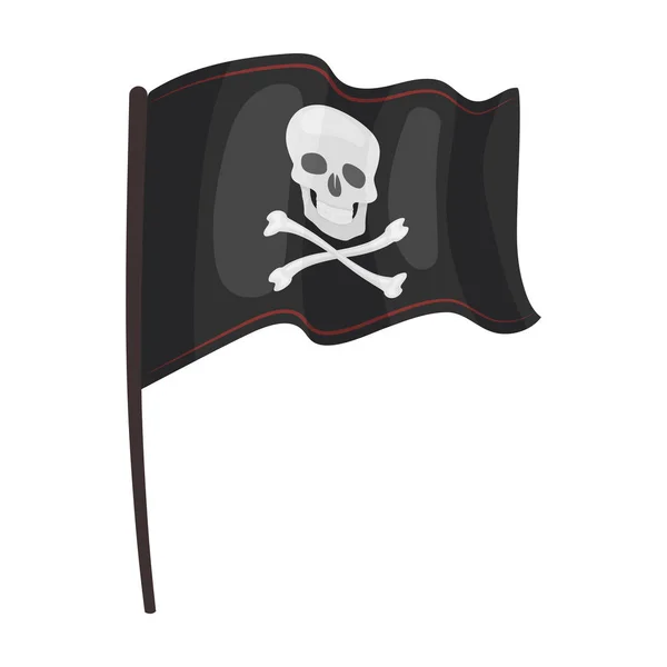 Pirátská vlajka ikonu v kreslený styl izolovaných na bílém pozadí. Piráti symbol akcií vektorové ilustrace. — Stockový vektor