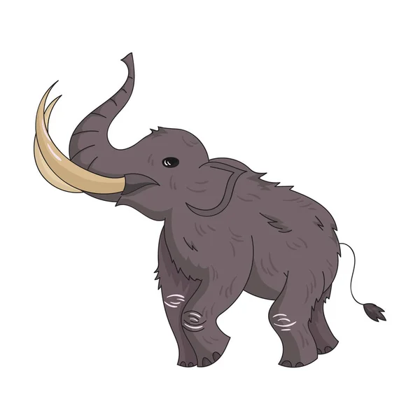 Icono de mamut lanudo en estilo de dibujos animados aislado sobre fondo blanco. Edad de piedra símbolo stock vector ilustración . — Vector de stock