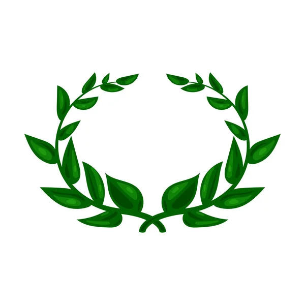 月桂树花圈图标在白色背景上孤立的卡通风格。希腊符号股票矢量图. — 图库矢量图片