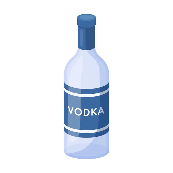 Glass bottle of vodka icon in cartoon style isolated on white background. Russian country symbol stock vector illustration. — Stock Vector