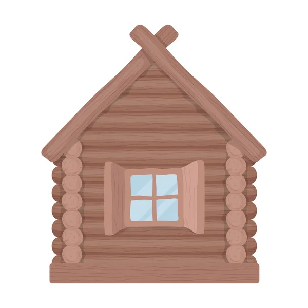 Wooden house icon in cartoon style isolated on white background. Russian country symbol stock vector illustration. — Stock Vector