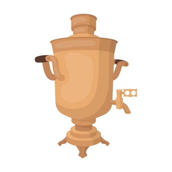 Samovar icon in cartoon style isolated on white background. Russian country symbol stock vector illustration. — Stock Vector