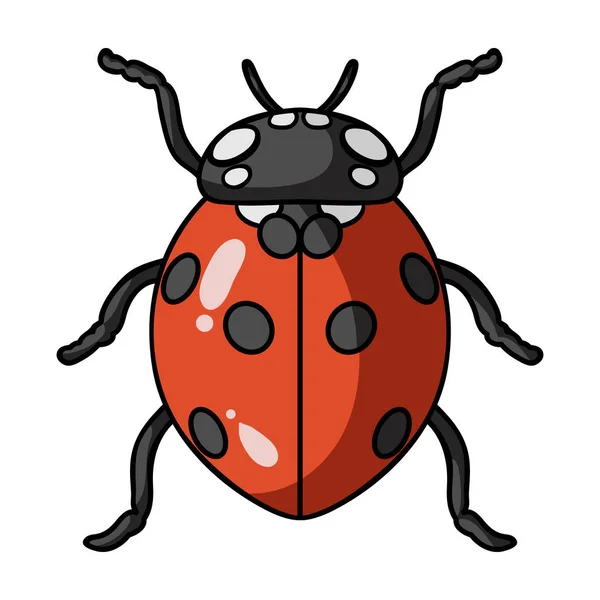 Lieveheersbeestje pictogram in cartoon stijl geïsoleerd op een witte achtergrond. Insecten symbool voorraad vectorillustratie. — Stockvector