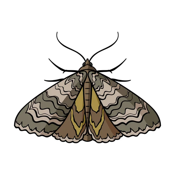 Icono de polilla en estilo de dibujos animados aislado sobre fondo blanco. Ilustración de vector de stock de símbolos de insectos . — Vector de stock