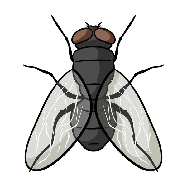 Vliegen pictogram in cartoon stijl geïsoleerd op een witte achtergrond. Insecten symbool voorraad vectorillustratie. — Stockvector