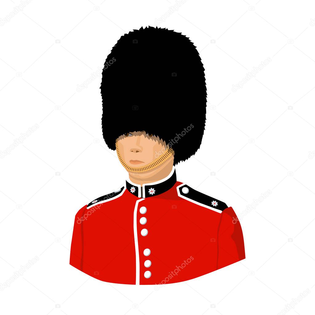Queens guard icon in cartoon style isolated on white background. England country symbol vector illustration.