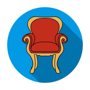 Kanat geri düz stil beyaz arka plan üzerinde izole simgesinde sandalye. Mobilya ve ev iç sembol stok illüstrasyon vektör.