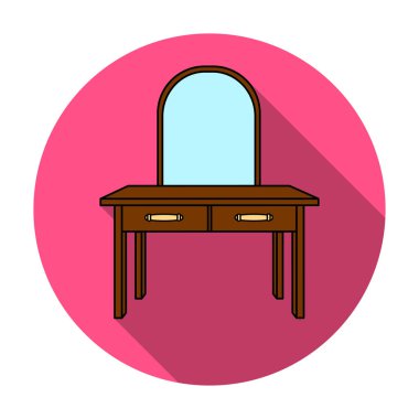 Tuvalet Masası simgesini düz stil beyaz arka plan üzerinde izole. Mobilya ve ev iç sembol stok illüstrasyon vektör.