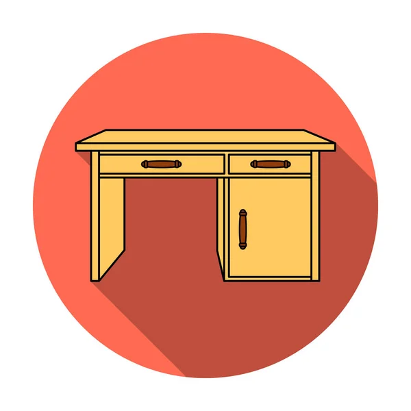 办公室办公桌图标在白色背景上孤立的平面样式。家具和家居室内符号股票矢量图. — 图库矢量图片