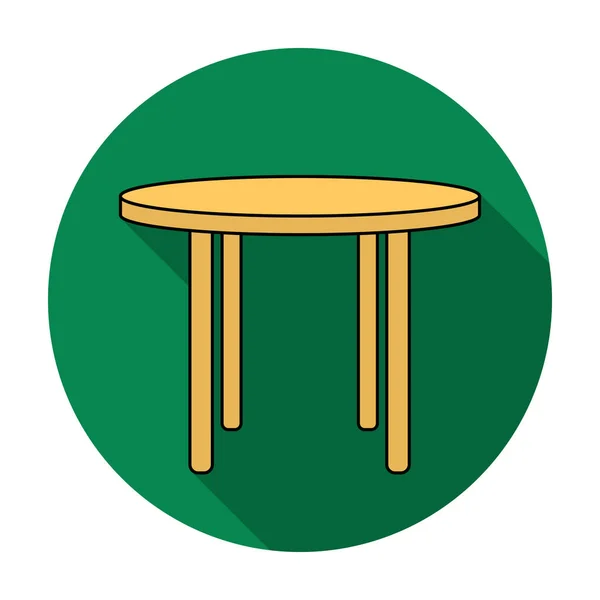 Icono de mesa redonda de madera en estilo plano aislado sobre fondo blanco. Muebles y hogar símbolo interior stock vector ilustración . — Vector de stock