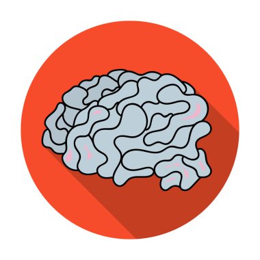 Düz stil beyaz arka plan üzerinde izole sanal gerçeklik simgesinde beyinde. Sanal gerçeklik sembol stok vektör çizim.