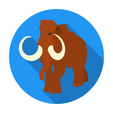 Beyaz arka plan üzerinde izole düz stil yünlü mamut simgesini. Taş Devri sembol stok vektör çizim.