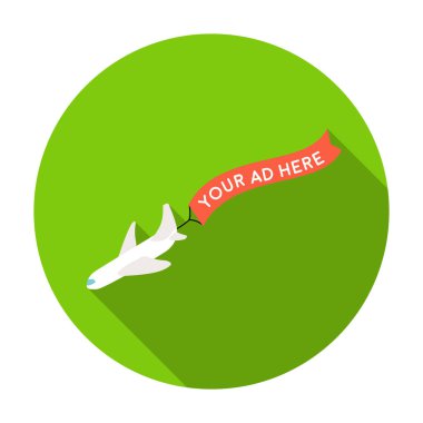 Beyaz arka plan üzerinde izole düz stil havadan reklam simgesini. Reklam sembol stok vektör çizim.