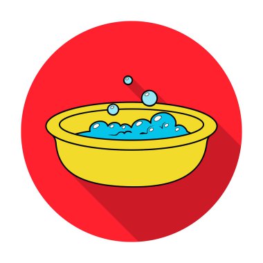 Bebek banyo düz stil beyaz arka plan üzerinde izole simgesinde. Sembol stok vektör çizim bebek d..