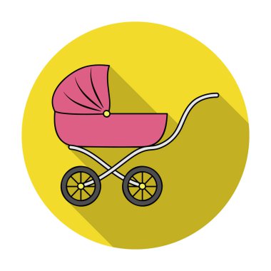 Çocuk arabası düz stil beyaz arka plan üzerinde izole simgesinde. Sembol stok vektör çizim bebek d..