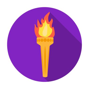 Beyaz arka plan üzerinde izole düz stilde Olimpiyat Meşalesi simgesi. Yunanistan sembol stok vektör çizim.