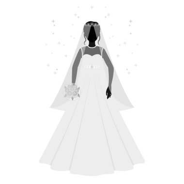 Gelin simgesi beyaz arka plan üzerinde izole tek renkli tarzı. Gelin sembol stok vektör çizim.