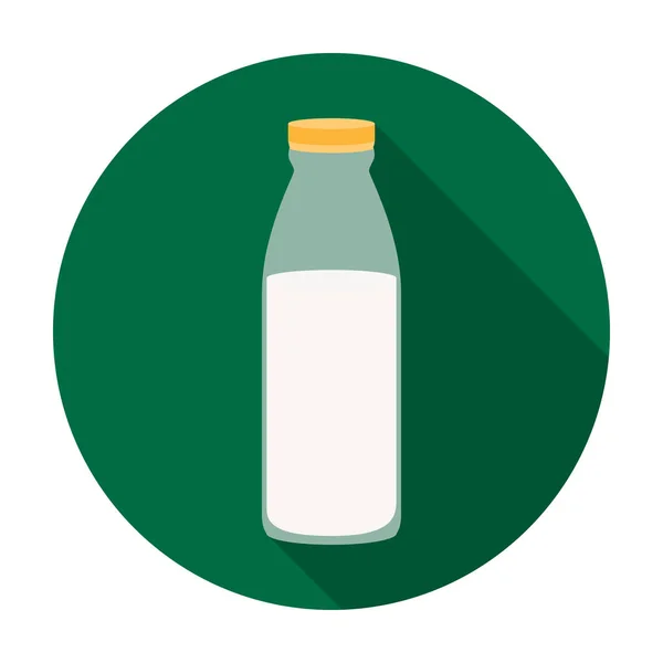 Glas melk fles pictogram in vlakke stijl geïsoleerd op een witte achtergrond. Melkproduct en zoete symbool voorraad vector illustratie. — Stockvector