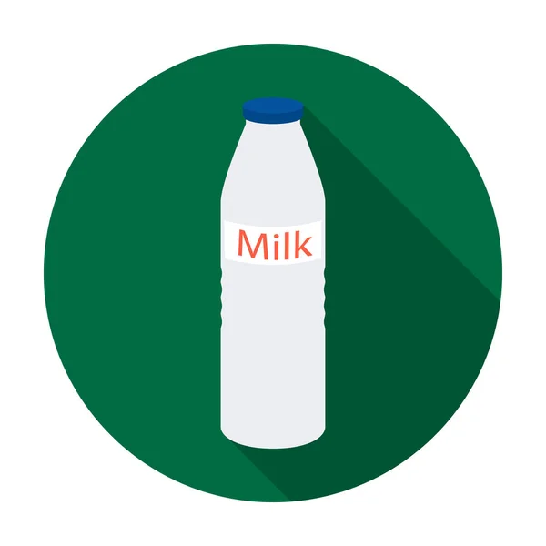 Kunststof melk fles pictogram in vlakke stijl geïsoleerd op een witte achtergrond. Melkproduct en zoete symbool voorraad vector illustratie. — Stockvector