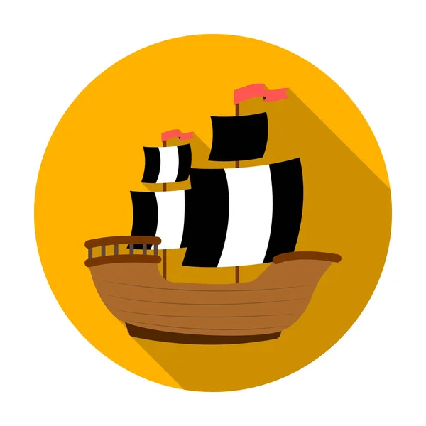 Піратський корабель значок в плоских стилі ізольовані на білому тлі. Пірати символ векторної ілюстрації. — стоковий вектор