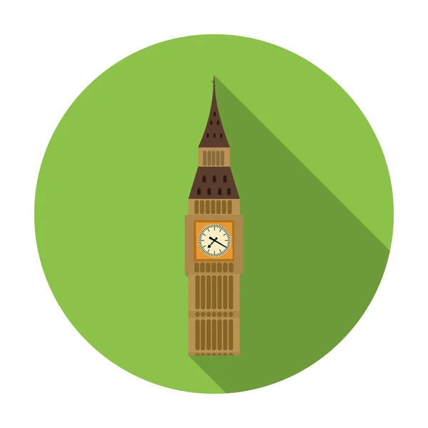 Big Ben εικονίδιο στην επίπεδη στυλ που απομονώνονται σε λευκό φόντο. Εικονογράφηση διάνυσμα απόθεμα σύμβολο χώρα Αγγλία. — Διανυσματικό Αρχείο