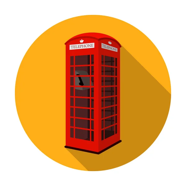 Icône cabine téléphone rouge dans un style plat isolé sur fond blanc. Angleterre pays symbole illustration vectorielle de stock . — Image vectorielle