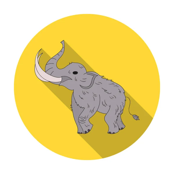 Vlněná mamuta ikona v plochý izolovaných na bílém pozadí. Doba kamenná symbol akcií vektorové ilustrace. — Stockový vektor