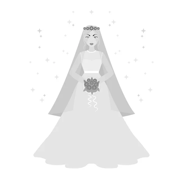 Icono de novia en estilo monocromo aislado sobre fondo blanco. Novia símbolo stock vector ilustración . — Archivo Imágenes Vectoriales
