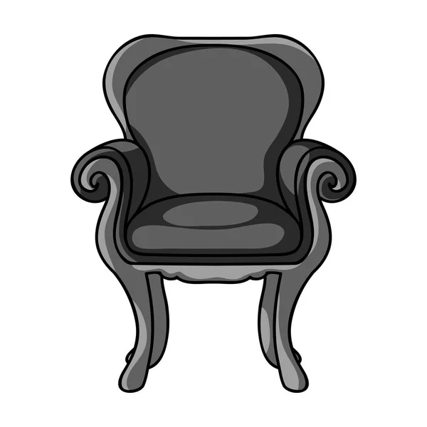Wing-back chair icon in monochrome style isolated on white background. Furniture and home interior symbol stock vector illustration. — Stock Vector
