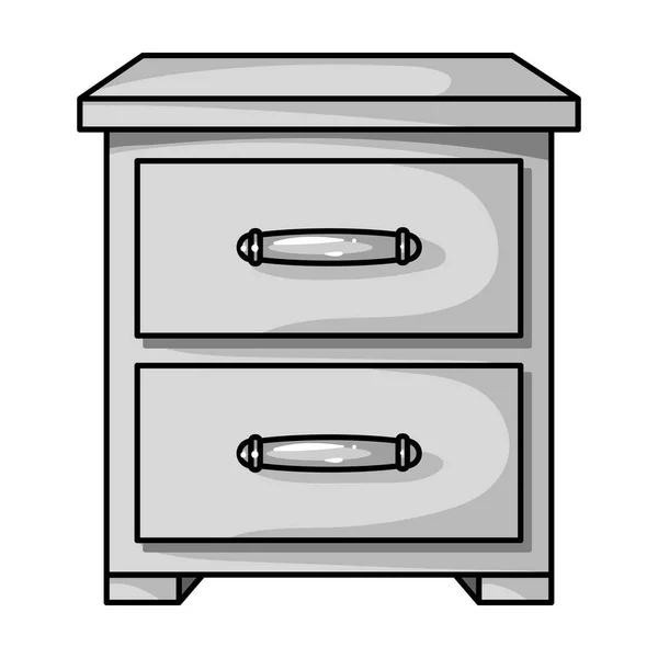 Icono de mesita de noche en estilo monocromo aislado sobre fondo blanco. Muebles y hogar símbolo interior stock vector ilustración . — Vector de stock