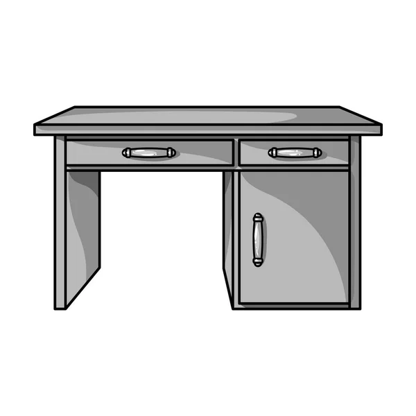 Schreibtisch-Ikone im monochromen Stil isoliert auf weißem Hintergrund. Möbel und Home Interior Symbol Aktienvektor Illustration. — Stockvektor
