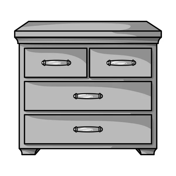 Armoire en bois avec icône de tiroirs de style monochrome isolé sur fond blanc. Meubles et intérieur de la maison symbole illustration vectorielle de stock . — Image vectorielle