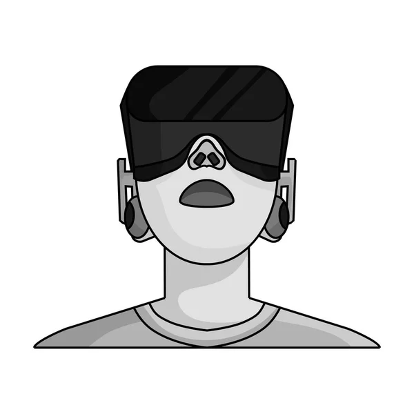 Player mit Virtual-Reality-Headmonochrom-Symbol im monochromen Stil isoliert auf weißem Hintergrund. Virtual Reality Symbol Aktienvektor Illustration. — Stockvektor