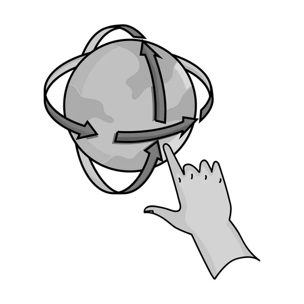 Rotazione del globo nell'icona della realtà virtuale in stile monocromatico isolato su sfondo bianco. Simbolo realtà virtuale stock illustrazione vettoriale . — Vettoriale Stock